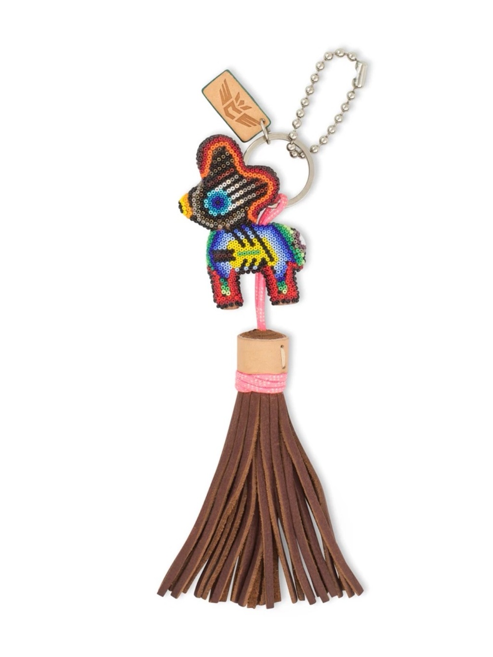 Consuela Multicolor Beaded Dog Tassel Keychain